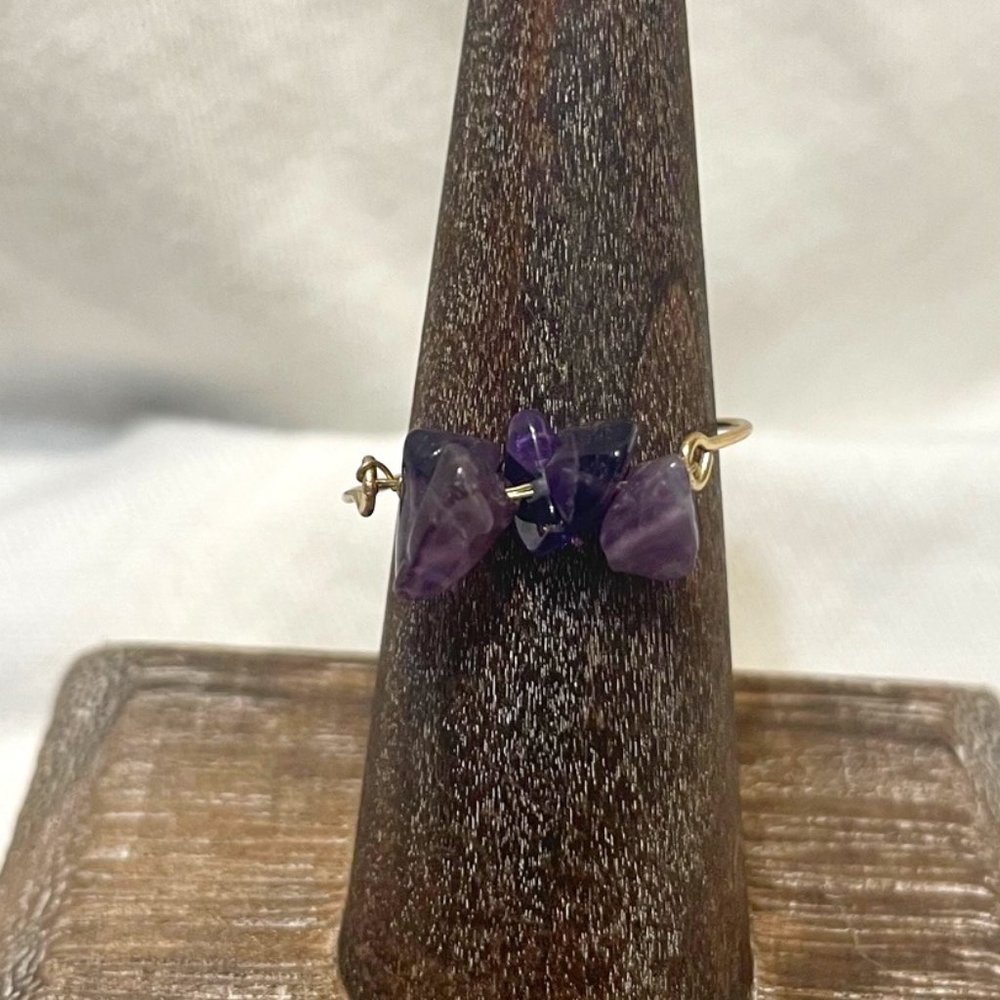 Natural Crystal Gemstone Amethyst Ring